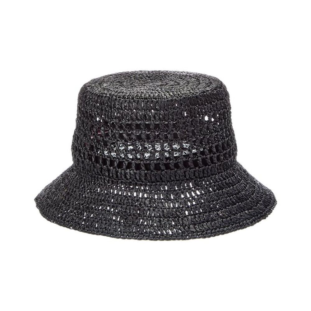 Bruno Magli Crochet Short Brim Bucket Hat, Black